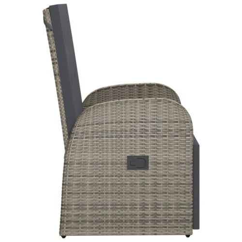 Reclining Garden Chair with Cushion Poly Rattan Grey - Image 4