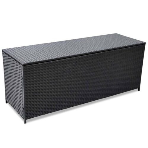 Garden Storage Box Black 150x50x60cm Poly Rattan