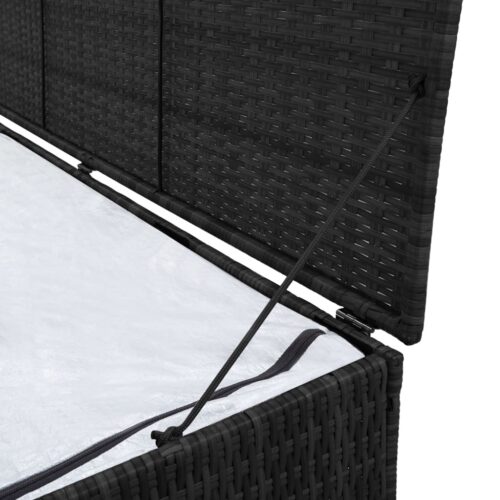 Garden Storage Box Black 150x50x60cm Poly Rattan - Image 3