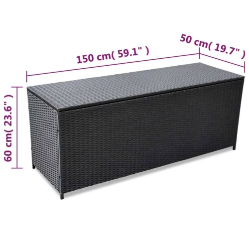 Garden Storage Box Black 150x50x60cm Poly Rattan - Image 4