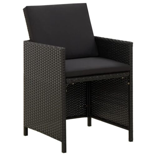 Garden Chairs with Cushions 2pcs Poly Rattan Black - Image 2