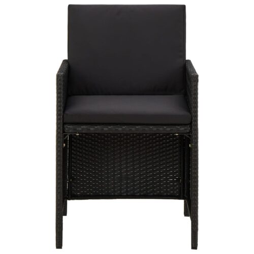 Garden Chairs with Cushions 2pcs Poly Rattan Black - Image 3