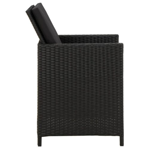 Garden Chairs with Cushions 2pcs Poly Rattan Black - Image 4