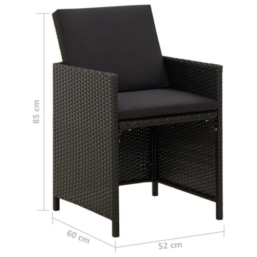 Garden Chairs with Cushions 2pcs Poly Rattan Black - Image 10