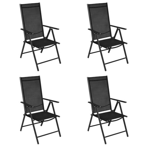 Folding Garden Chairs 4pcs Aluminium Textilene Black - Image 2