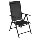 Folding Garden Chairs 4pcs Aluminium Textilene Black