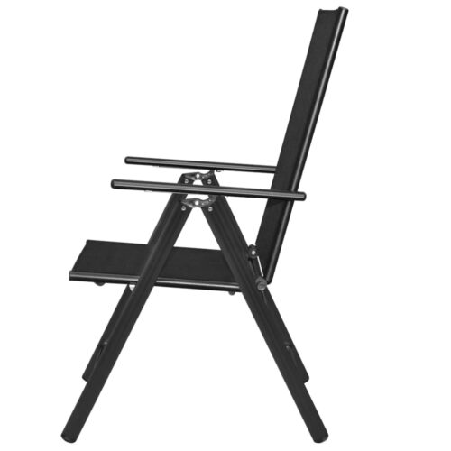 Folding Garden Chairs 4pcs Aluminium Textilene Black - Image 4