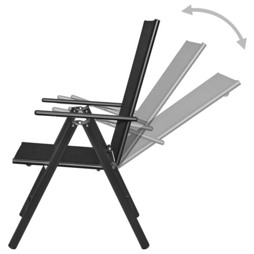 Folding Garden Chairs 4pcs Aluminium Textilene Black - Image 5