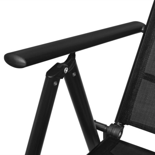 Folding Garden Chairs 4pcs Aluminium Textilene Black - Image 6