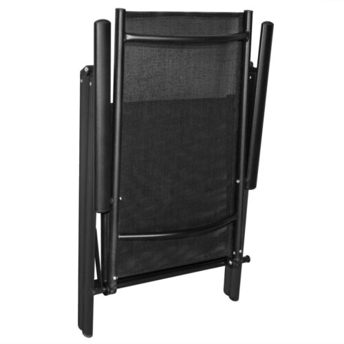 Folding Garden Chairs 4pcs Aluminium Textilene Black - Image 7