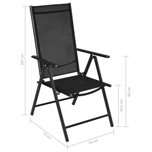 Folding Garden Chairs 4pcs Aluminium Textilene Black - Image 8