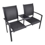 2 Seater Garden Bench 131cm Steel Textilene Black