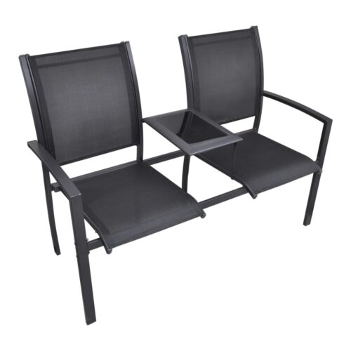 2 Seater Garden Bench 131cm Steel Textilene Black