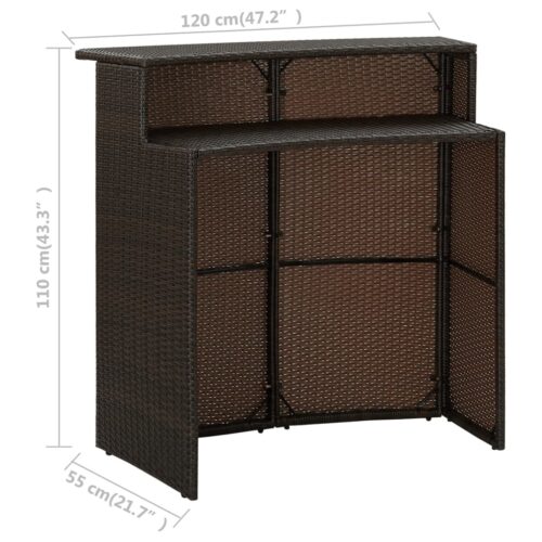 Garden Bar Table Brown 120x55x110cm Poly Rattan - Image 8