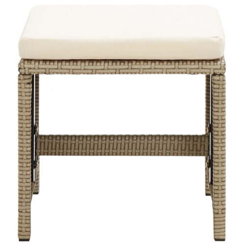 Garden Stools 4pcs with Cushions Poly Rattan Beige - Image 3