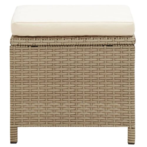 Garden Stools 4pcs with Cushions Poly Rattan Beige - Image 4