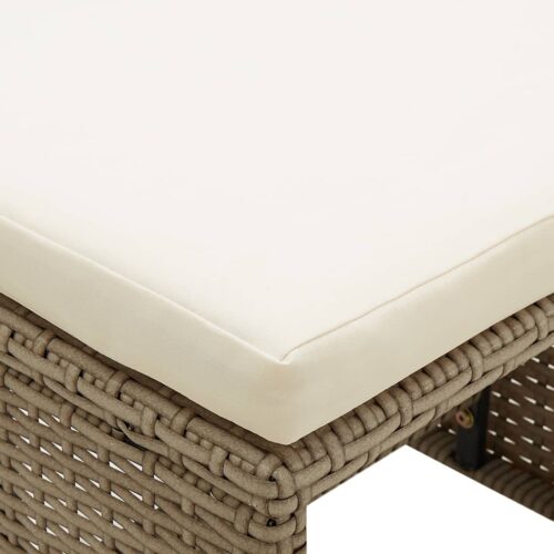 Garden Stools 4pcs with Cushions Poly Rattan Beige - Image 6