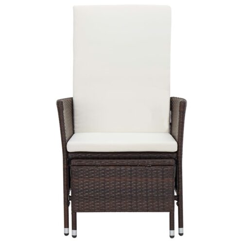 Reclining Garden Chair with Cushions Poly Rattan Brown - Image 3