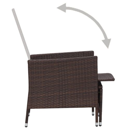 Reclining Garden Chair with Cushions Poly Rattan Brown - Image 5