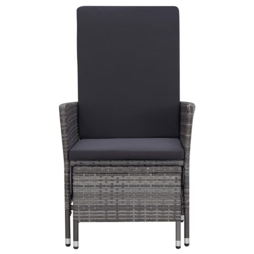 Reclining Garden Chair with Cushions Poly Rattan Grey - Image 3