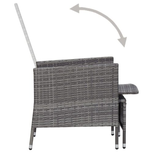 Reclining Garden Chair with Cushions Poly Rattan Grey - Image 5