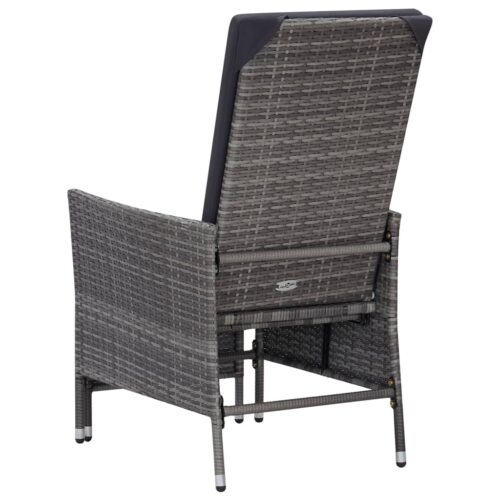 Reclining Garden Chair with Cushions Poly Rattan Grey - Image 6