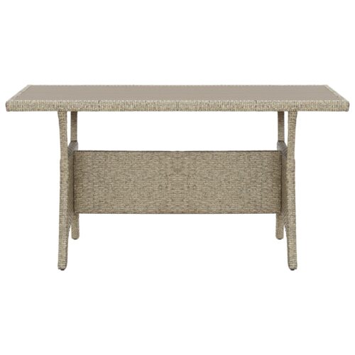 Garden Table Grey 130x70x66cm Poly Rattan - Image 2