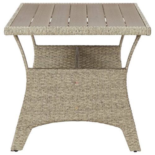 Garden Table Grey 130x70x66cm Poly Rattan - Image 3