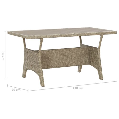 Garden Table Grey 130x70x66cm Poly Rattan - Image 6