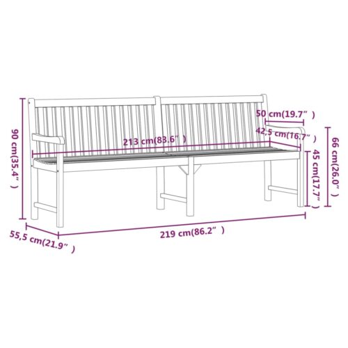 Garden Bench 219cm Solid Acacia Wood - Image 7