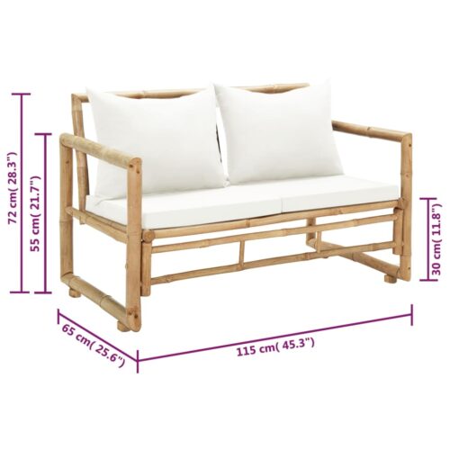 2 Seater Garden Sofa with Cushions Bamboo - Image 8
