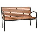 Garden Bench Black Brown 116cm Steel WPC