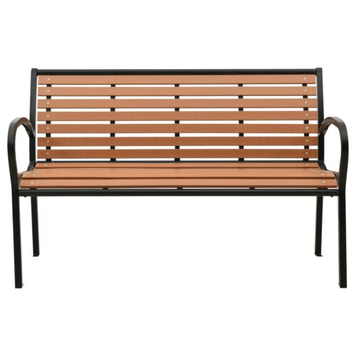 Garden Bench Black Brown 116cm Steel WPC - Image 2