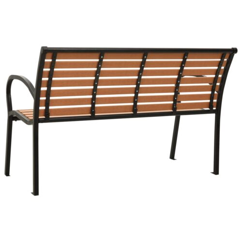 Garden Bench Black Brown 116cm Steel WPC - Image 4