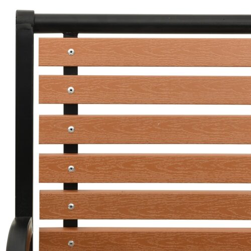 Garden Bench Black Brown 116cm Steel WPC - Image 5