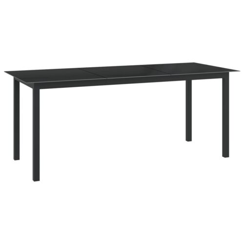 Garden Table Black 190x90x74cm Aluminium Glass