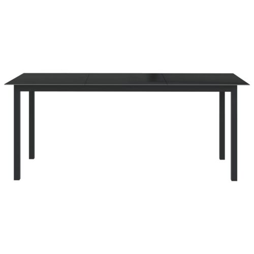 Garden Table Black 190x90x74cm Aluminium Glass - Image 2