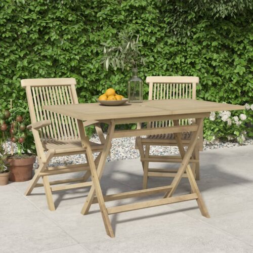 Folding Garden Table Grey 120x70x75cm Solid Wood Teak - Image 9