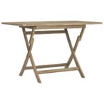 Folding Garden Table Grey 120x70x75cm Solid Wood Teak