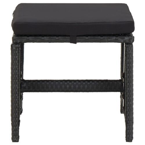Garden Stools 4pcs with Cushions Poly Rattan Black - Image 3