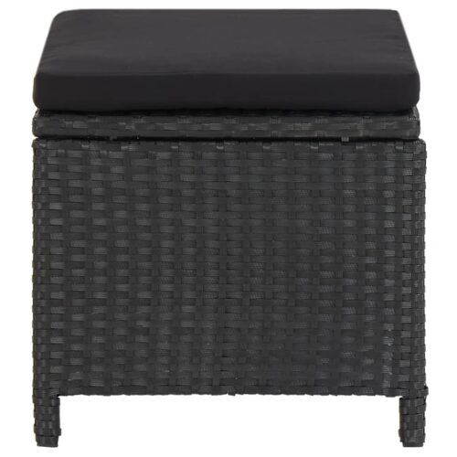 Garden Stools 4pcs with Cushions Poly Rattan Black - Image 4