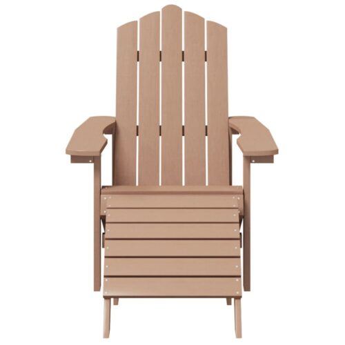 Garden Adirondack Chair with Footstool HDPE Brown - Image 3