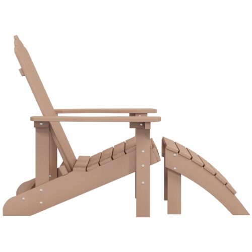 Garden Adirondack Chair with Footstool HDPE Brown - Image 4