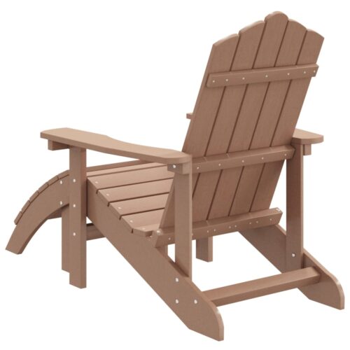 Garden Adirondack Chair with Footstool HDPE Brown - Image 5