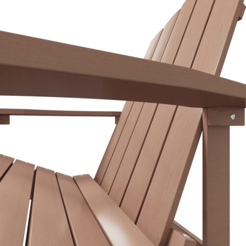 Garden Adirondack Chair with Footstool HDPE Brown - Image 6