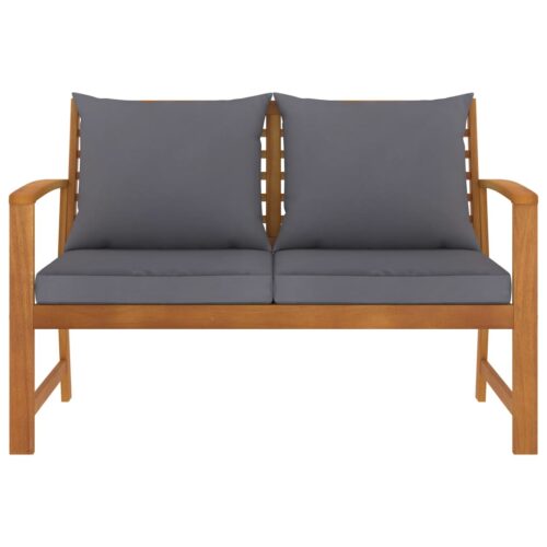 Garden Bench 120cm with Dark Grey Cushion Solid Acacia Wood - Image 2