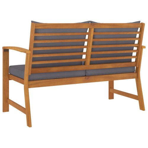 Garden Bench 120cm with Dark Grey Cushion Solid Acacia Wood - Image 4