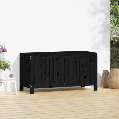 Garden Storage Box Black 115x49x60cm Solid Wood Pine - Image 2