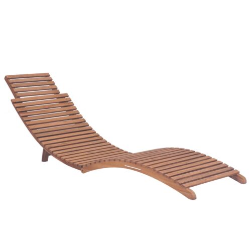 Folding Sun Lounger Solid Teak Wood - Image 2