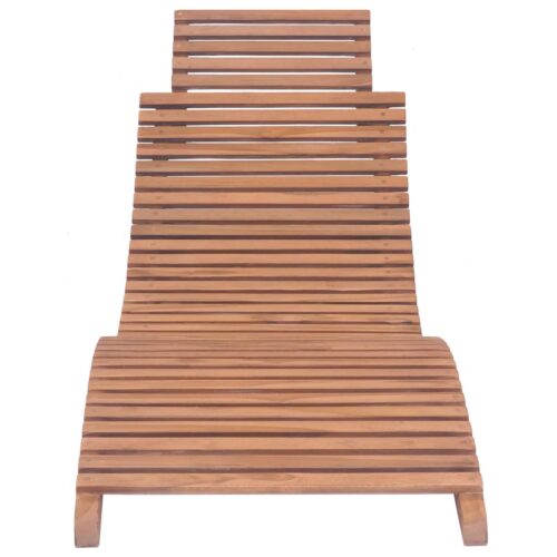 Folding Sun Lounger Solid Teak Wood - Image 3